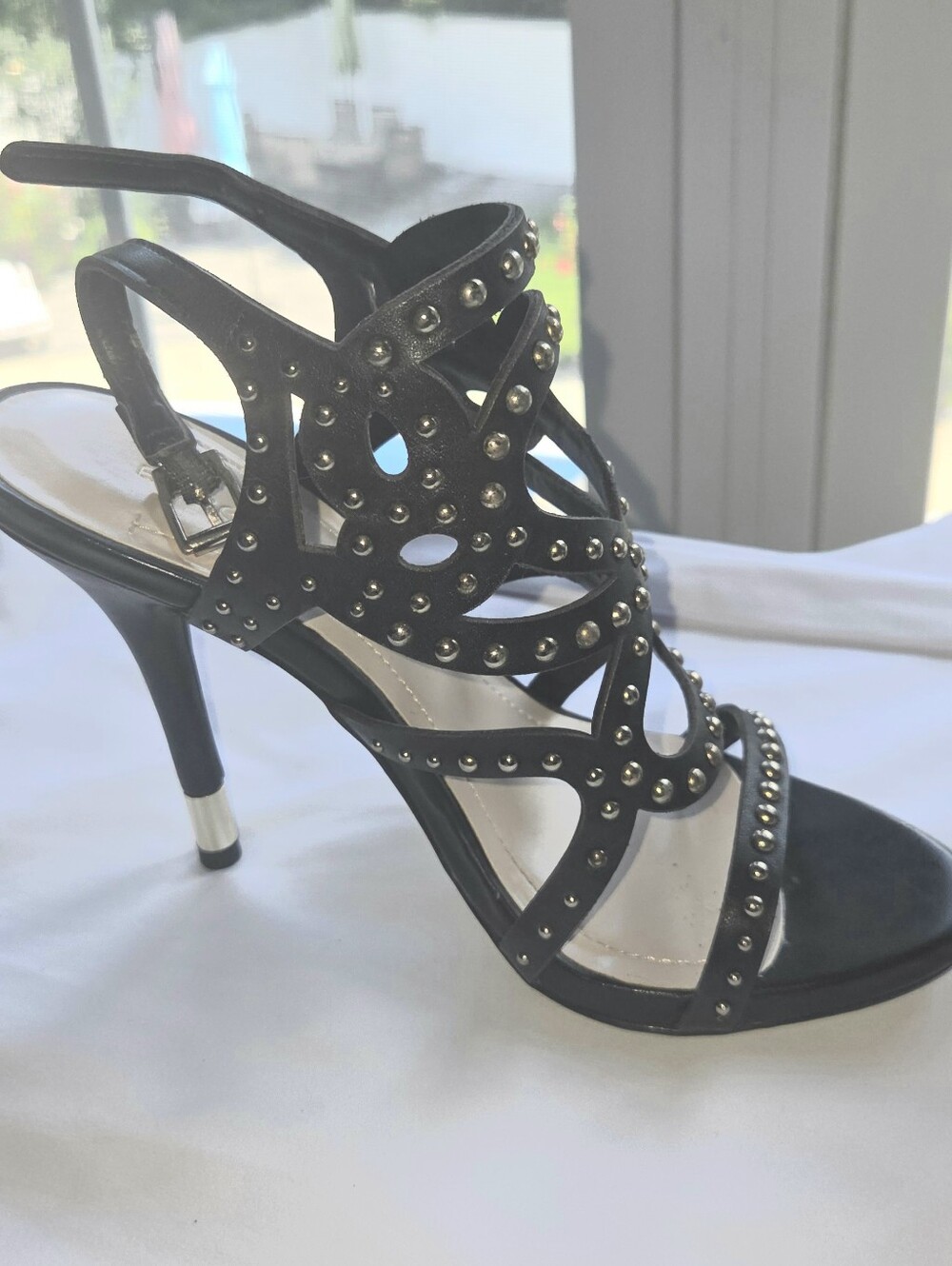 BCBGeneration Black Studded Strappy Stiletto Sandal
